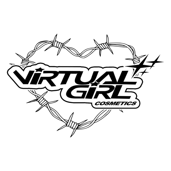 Logo of Virtual Girl Cosmetics with barbed wire design on a white background